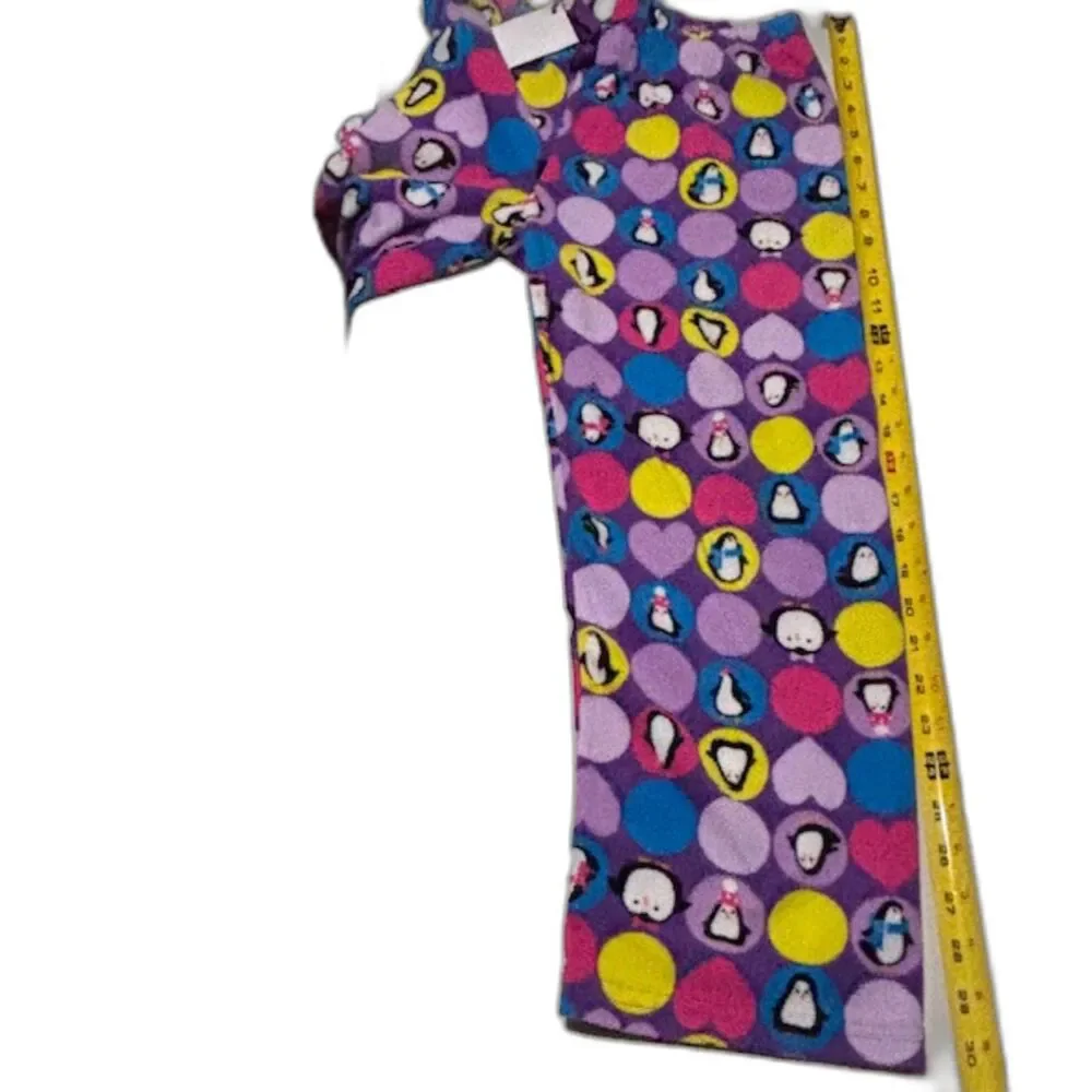 The Children’s Place Girls Purple Penguins Fleece Pajamas PJ Pants Size 7/8 Blue